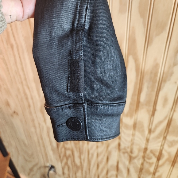 7 Seven for all Mankind Denim Black Wax Coated Jacket - Picture 3 of 13
